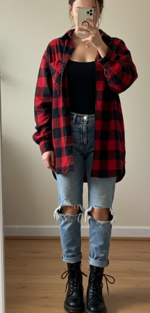 Oversized Flannel and Ripped Jeans