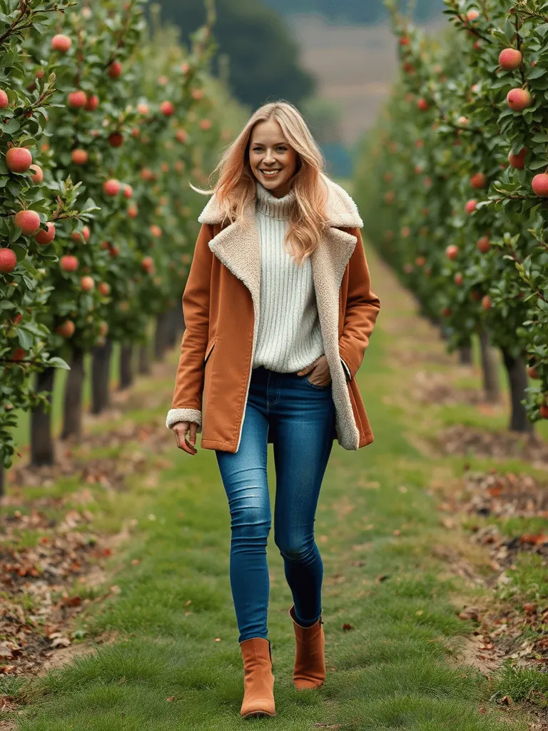 Shearling Jacket and Jeans
