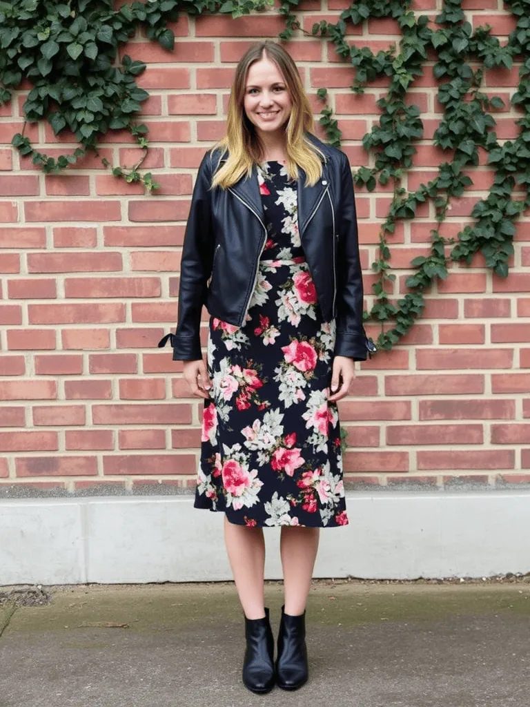 Leather Jacket and Dress
