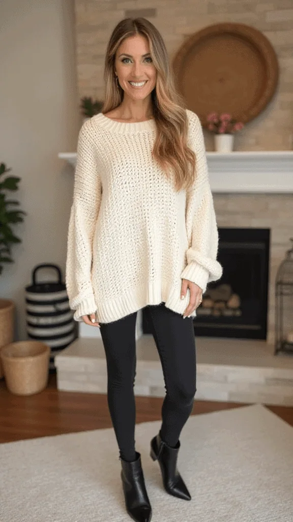 Chunky Knit Sweater and Leggings
