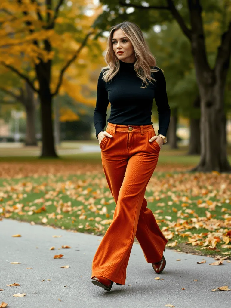 Corduroy Pants and Turtleneck
