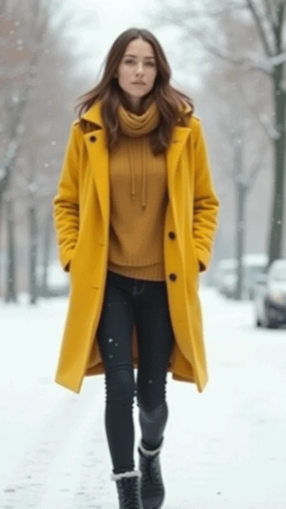 Colorful Coat and Monochrome Outfit
