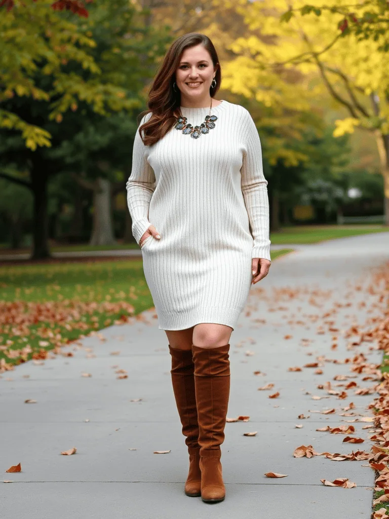 Sweater Dress and Knee-High Boots
