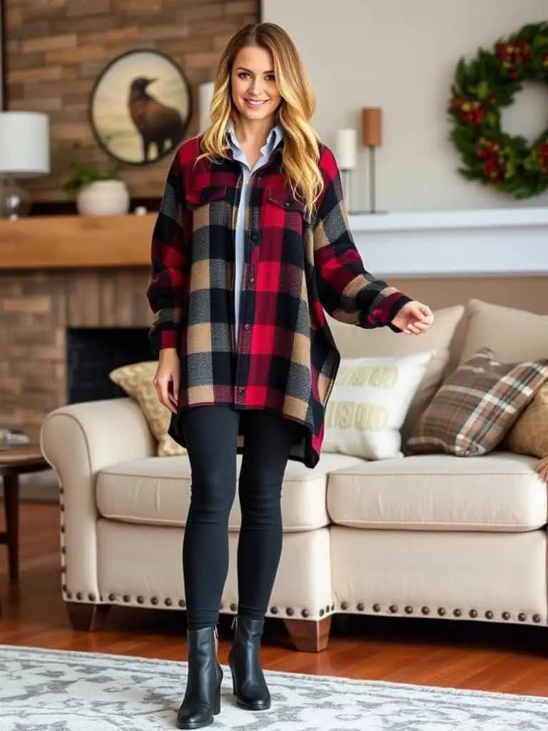 Plaid Shirt and Leggings
