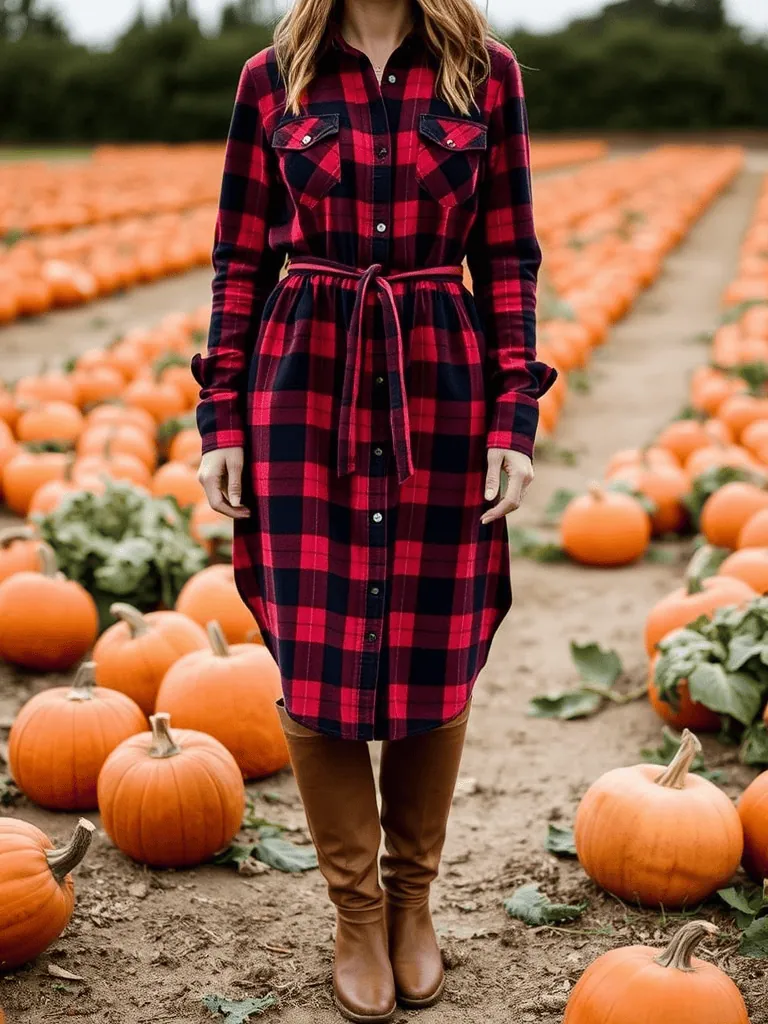 Flannel Shirt Dress
