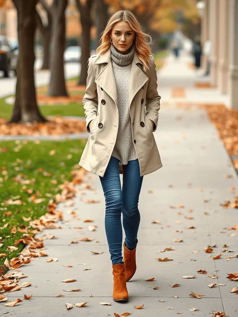Trench Coat and Ankle Boots
