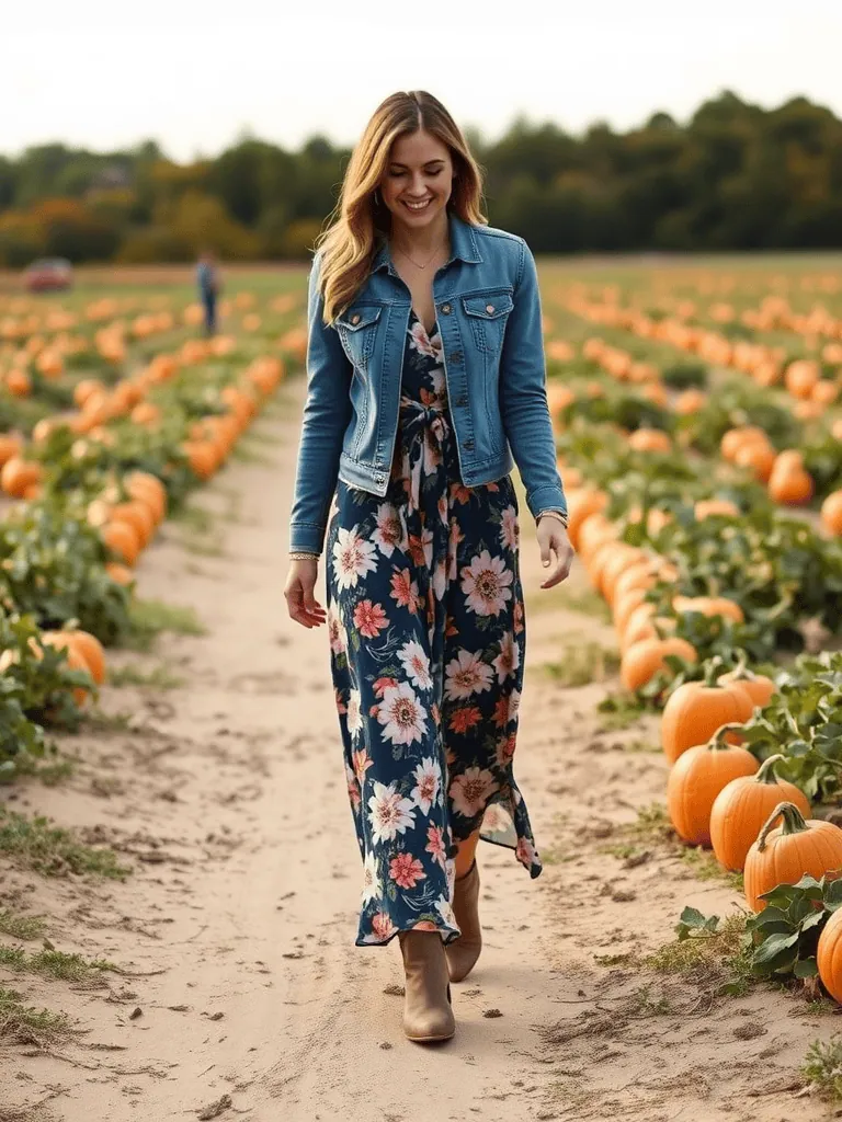 Denim Jacket and Maxi Dress
