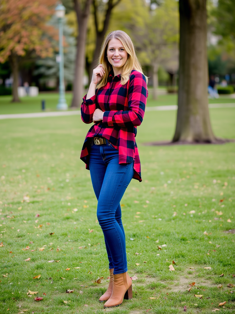Plaid Shirt and Skinny Jeans
