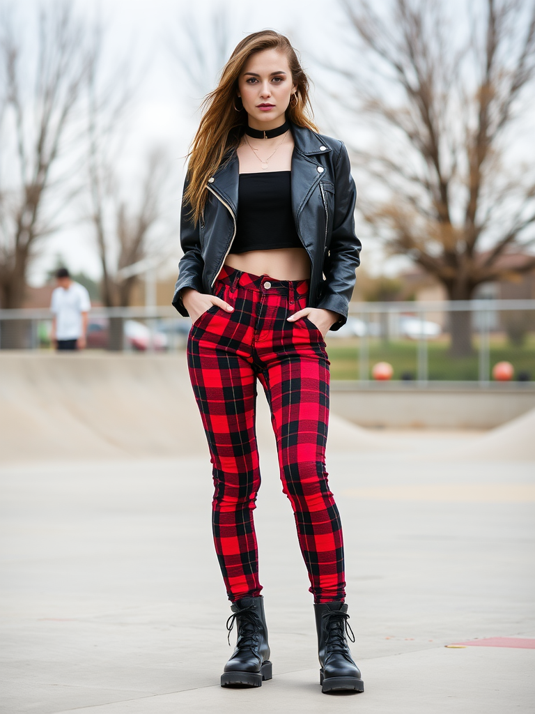 Plaid Pants and Crop Top

