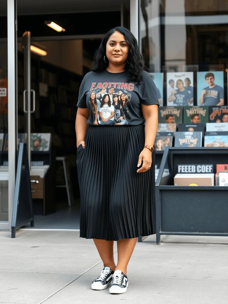 Graphic Tee and Midi Skirt

