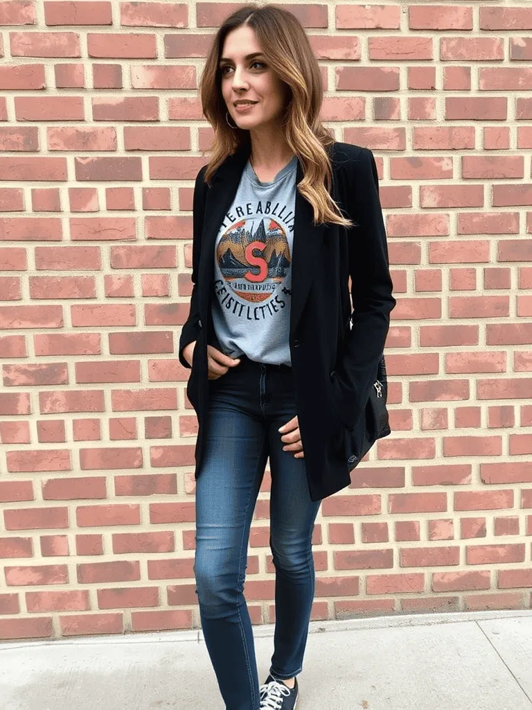 Graphic Tee and Blazer
