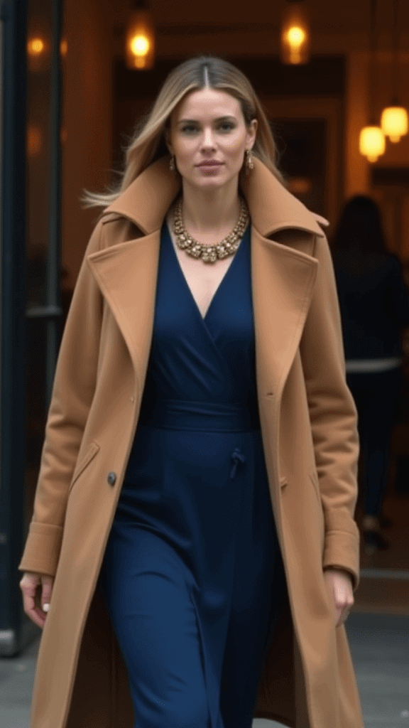 Wrap Dress and Statement Coat
