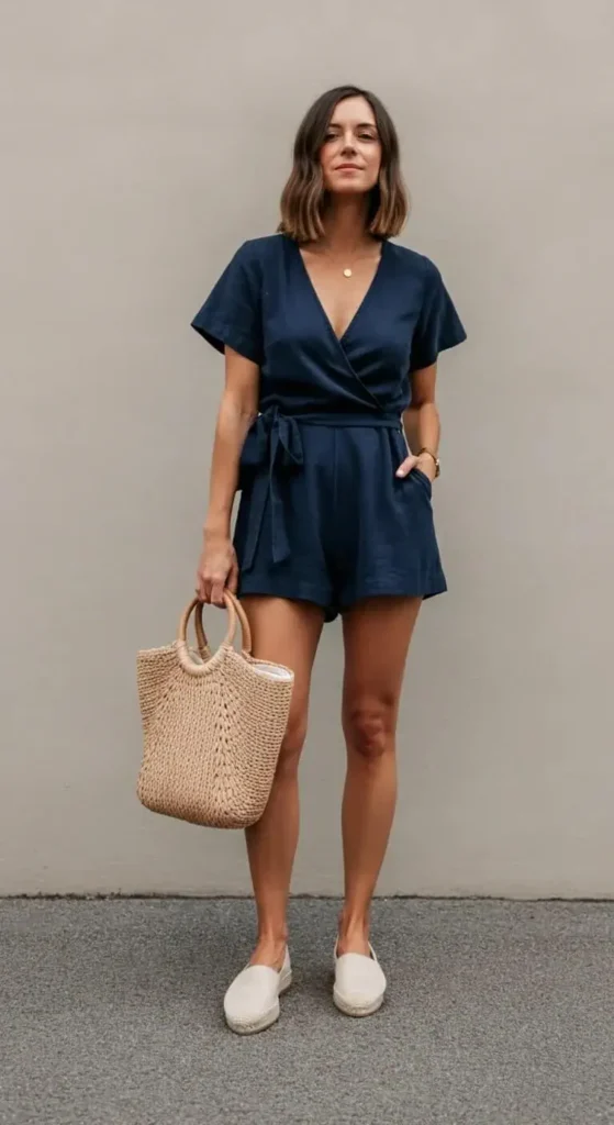 Wrap Romper with Espadrilles
