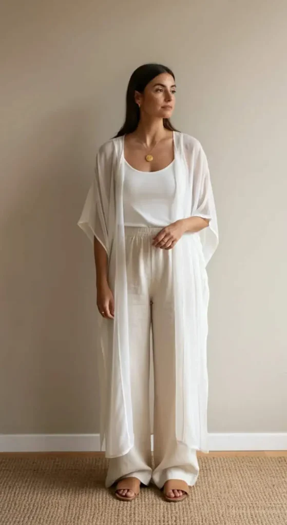 Flowy Kaftan with Wide-Leg Pants
