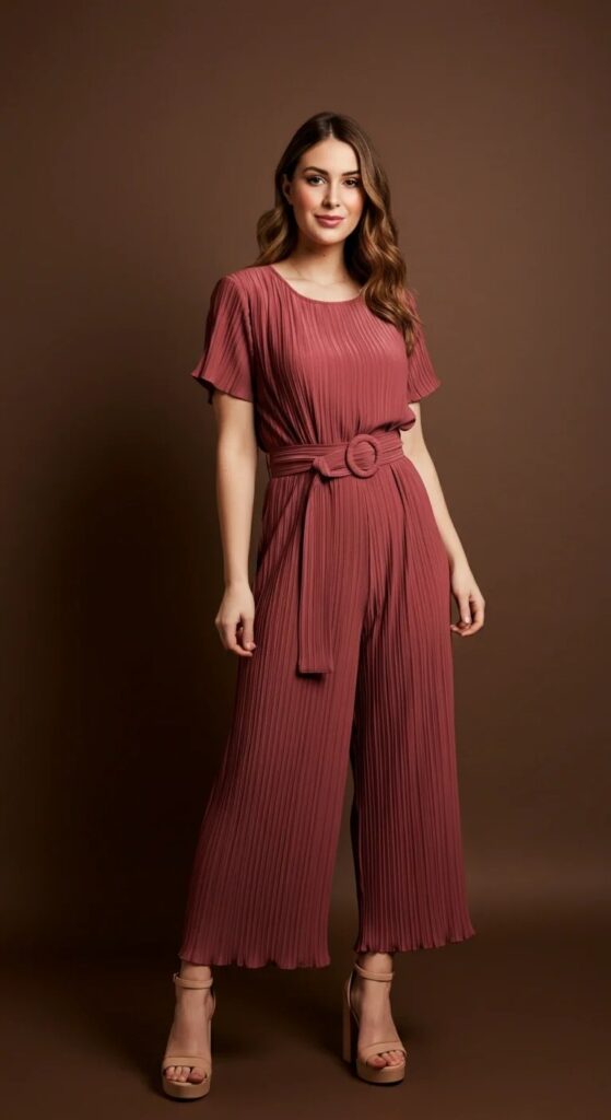 Pleated Culotte Romper
