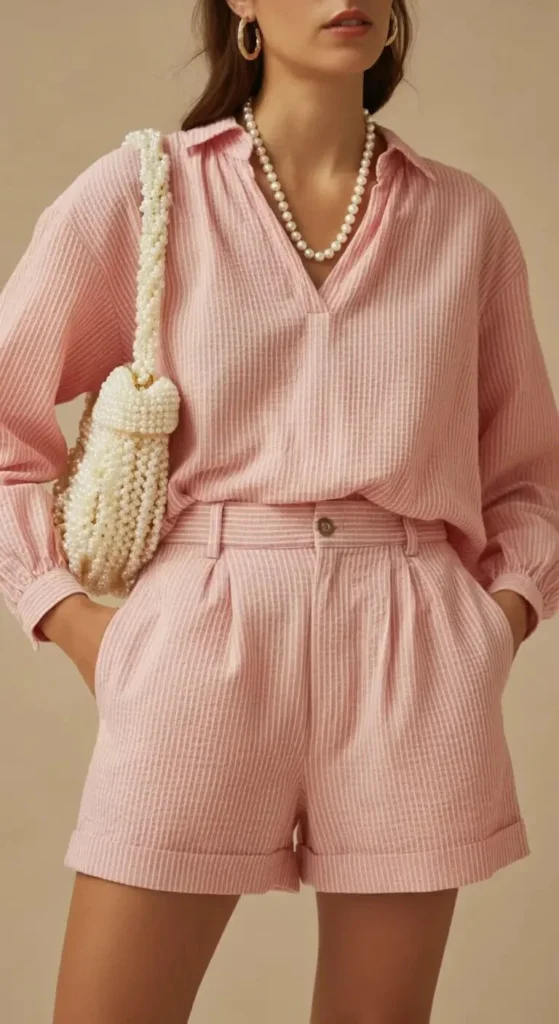 Seersucker Shorts Set
