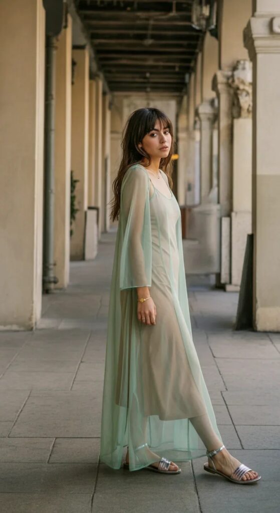 Mesh Overlay Dress with Slip
