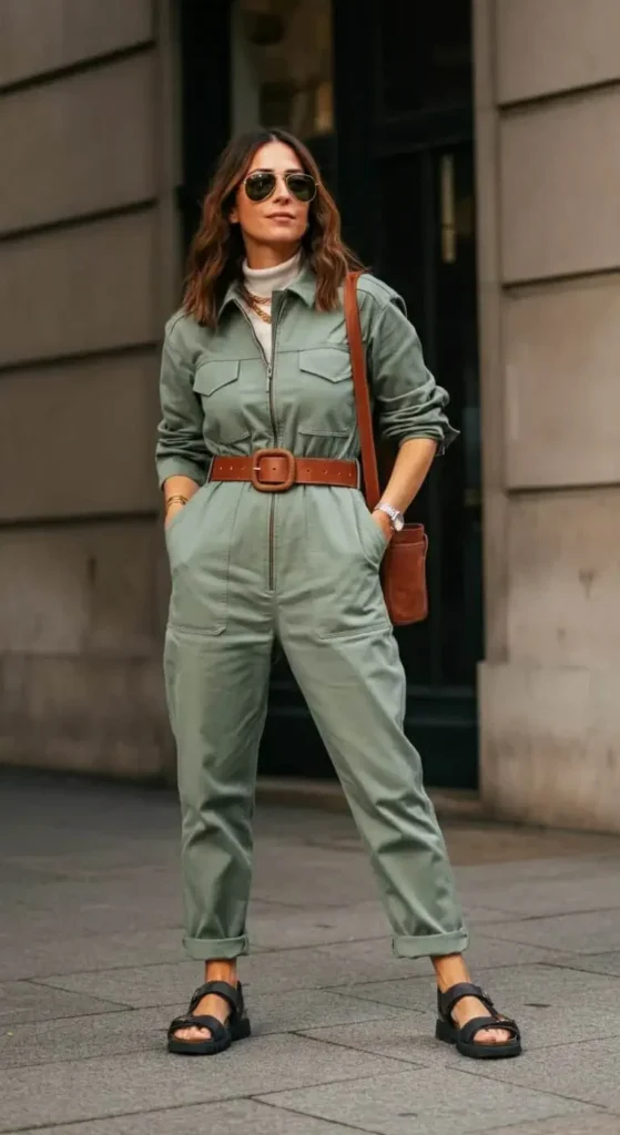 Utility Jumpsuit with Statement Belt
