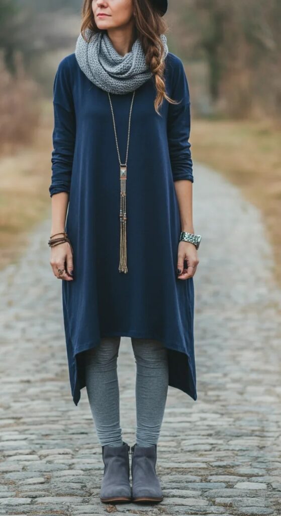 Tunic Dress Over Leggings
