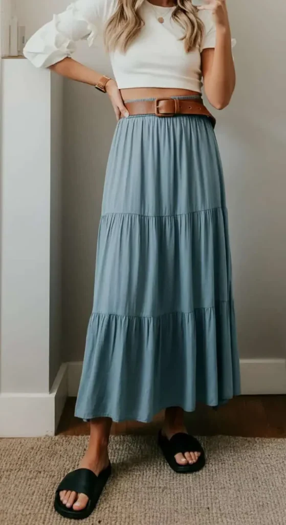 Tiered Maxi Skirt and Crop Top
