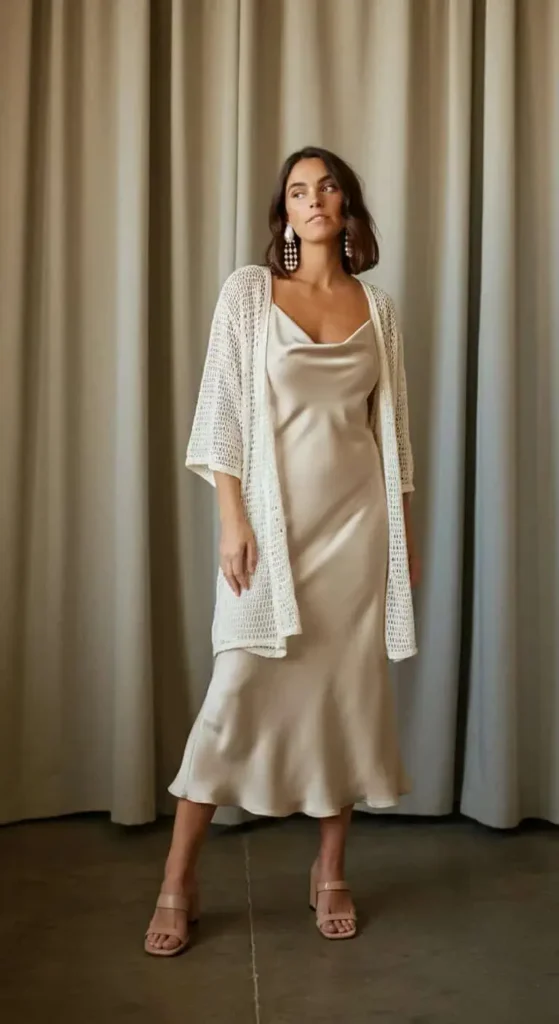 Crochet Overlay with Satin Slip Dress
