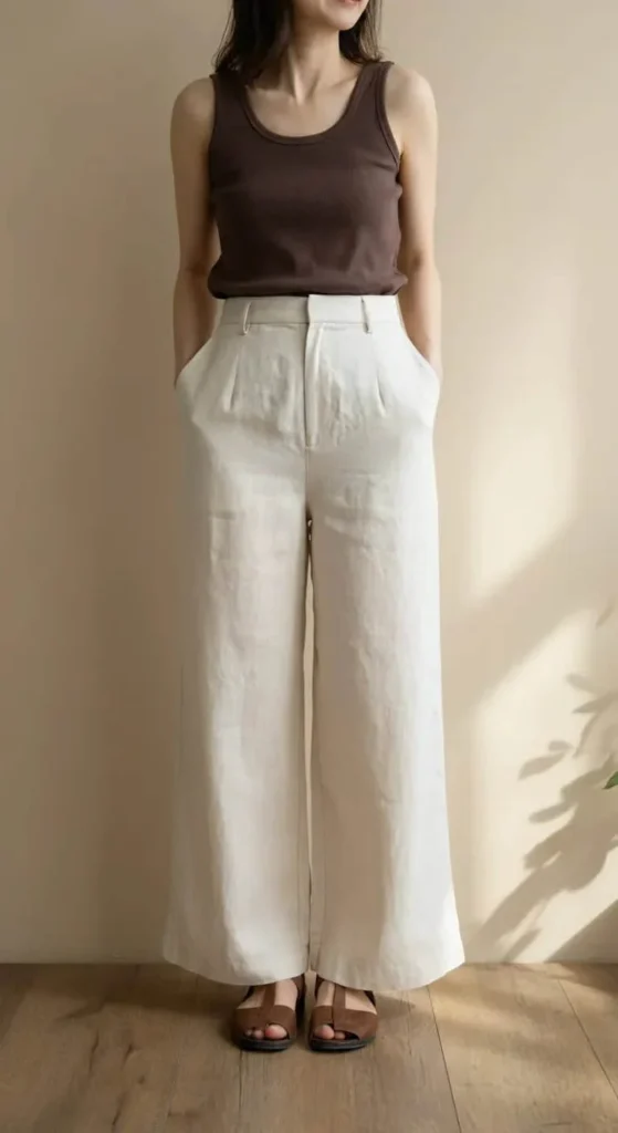 High-Waisted Wide Leg Pants with Fitted Tank