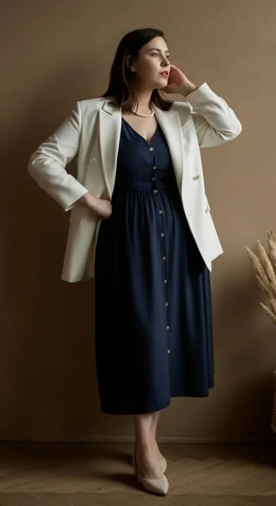Structured Blazer with Midi Dress