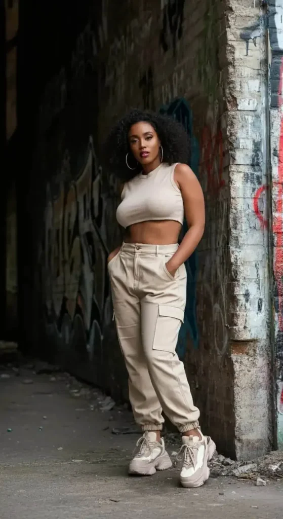 Crop Top and Cargo Pants
