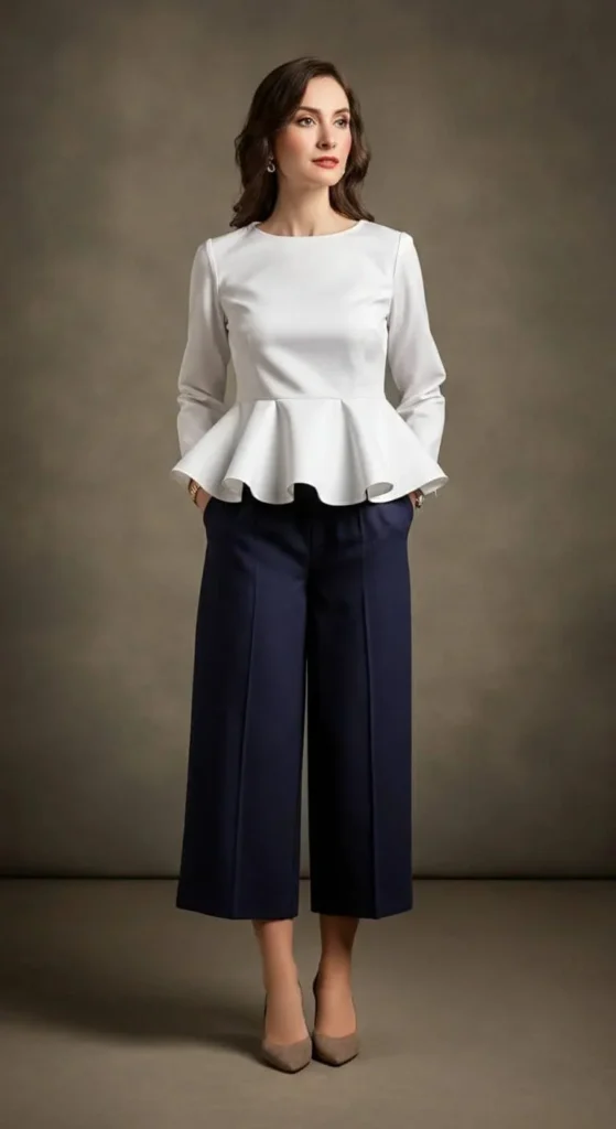 High-Waisted Culottes with Peplum Top