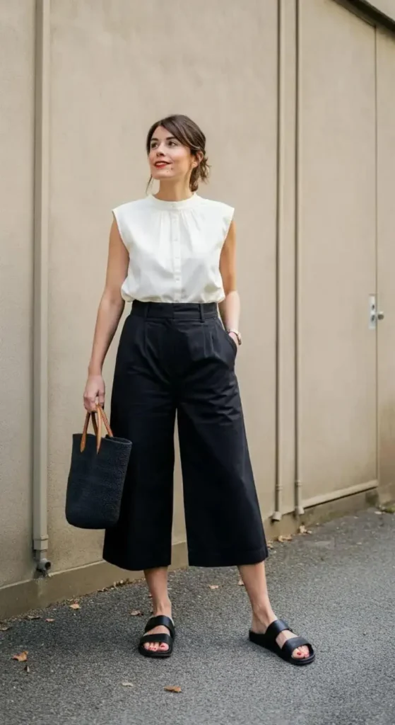 Cotton Culottes with Sleeveless Blouse