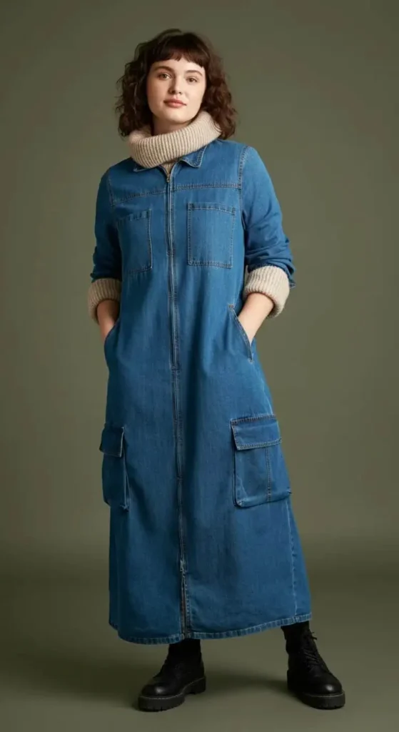 Denim Dress with Utility Details