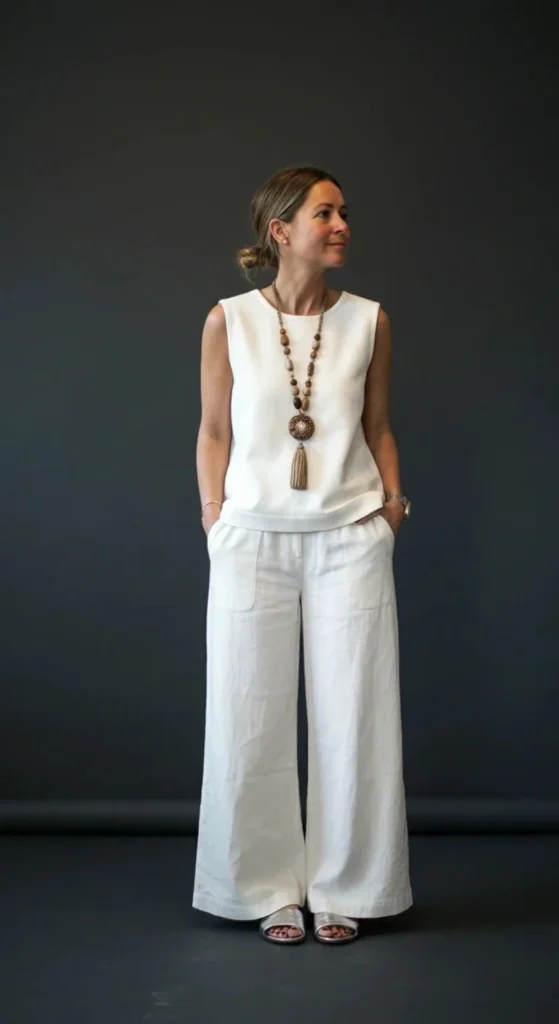 Monochrome Separates with Statement Jewelry