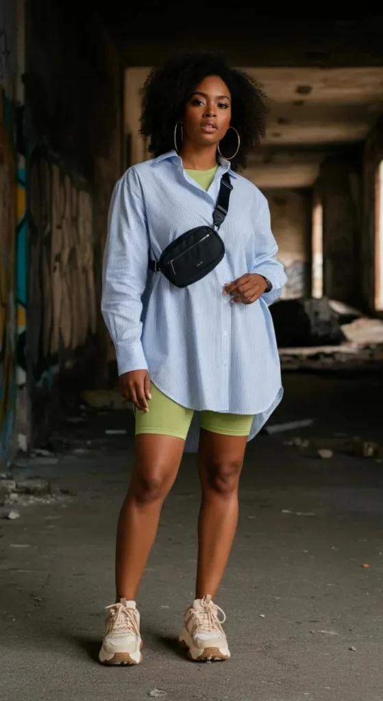 Oversized Shirt and Biker Shorts
