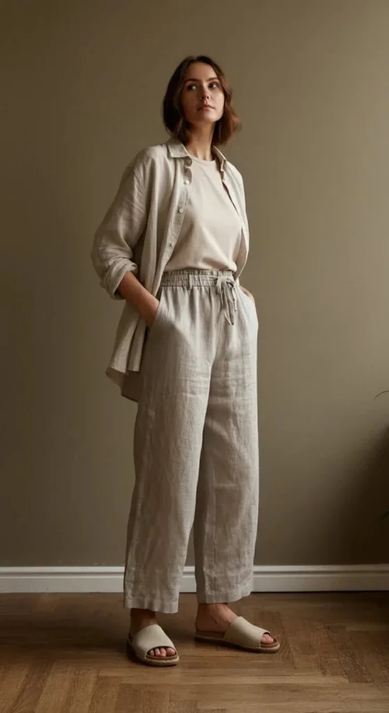 Linen Trousers with button up shirt