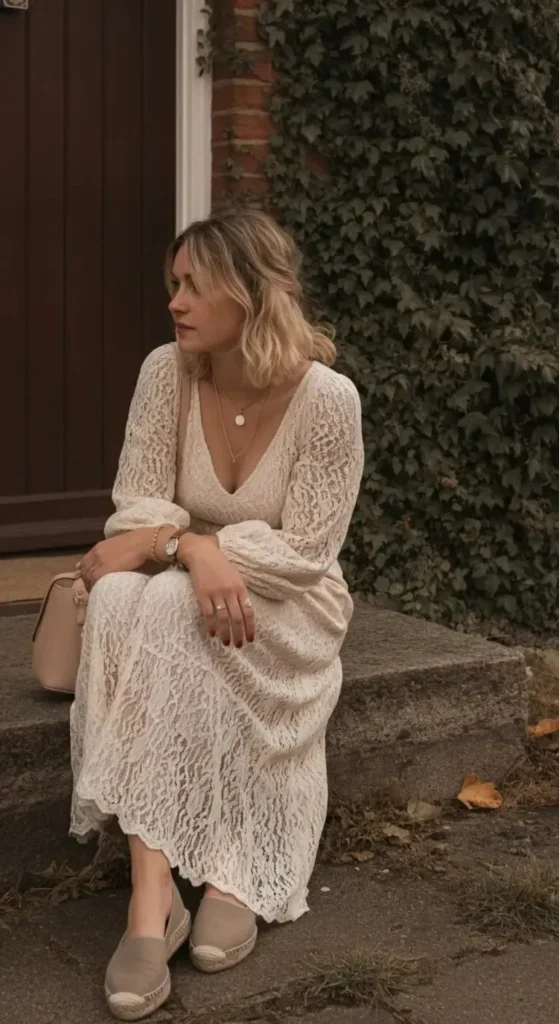 Lace Dress with Espadrilles
