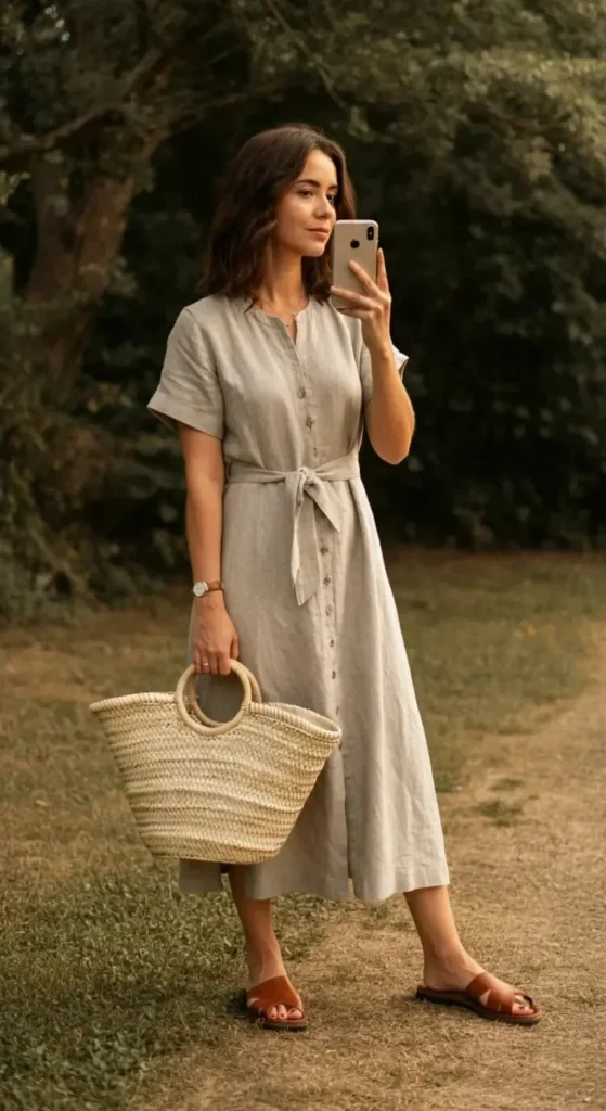 linen midi dress