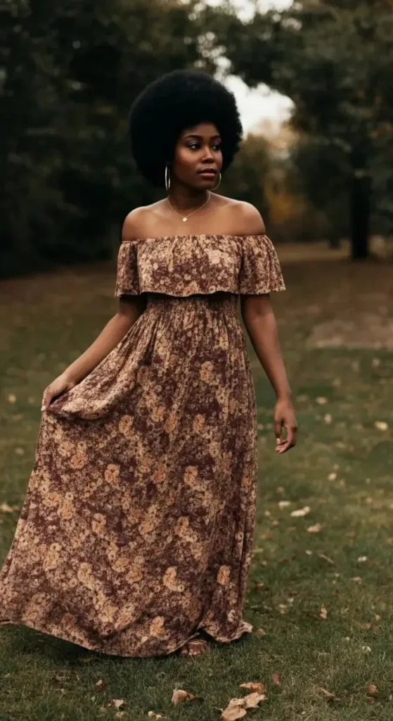 Off-Shoulder Floral Maxi Dress
