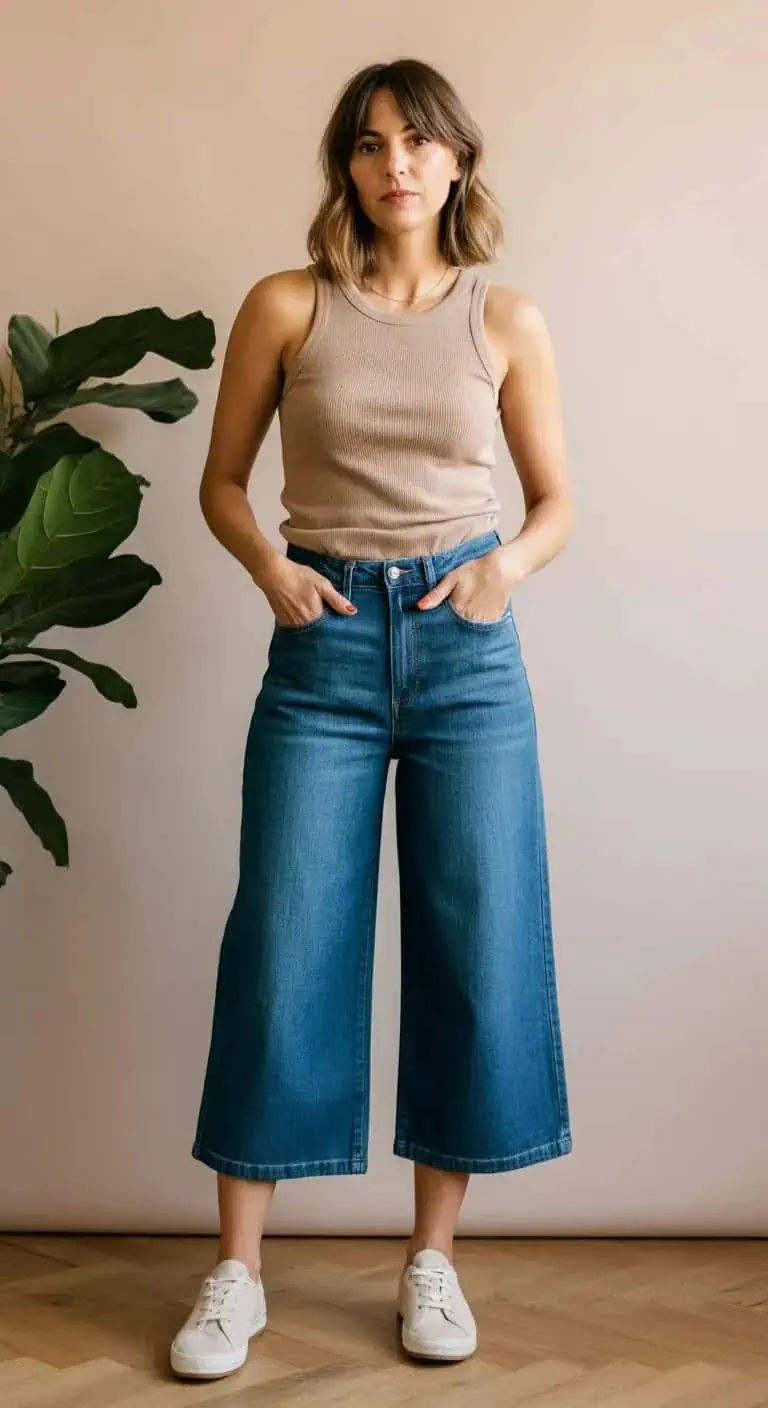 Denim Culottes and a Tank Top
