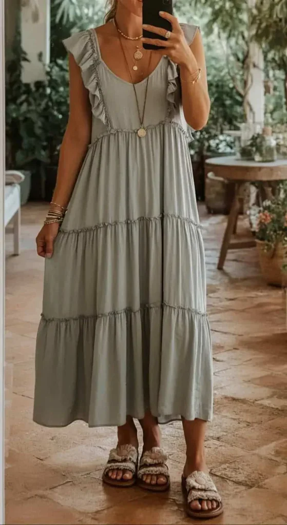 ruffled maxi dress