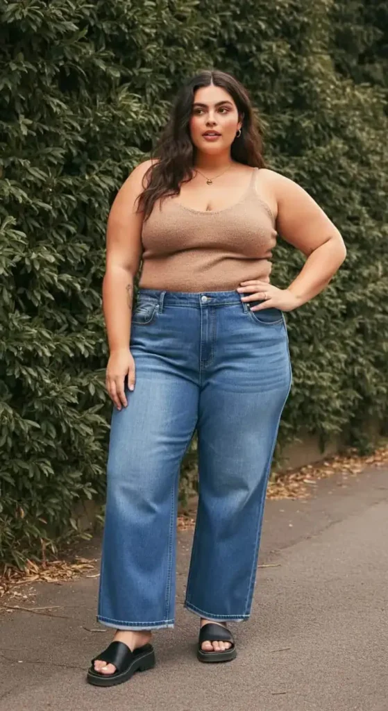 Pegged Jeans with a Spaghetti Top
