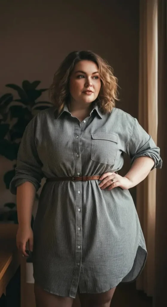 Shirt Dress with a Belt
