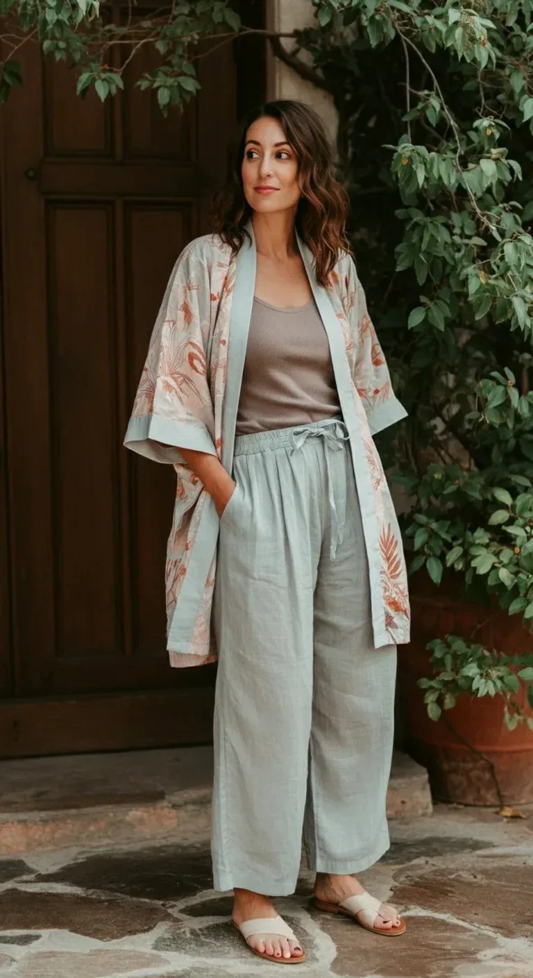 Light Weight Pants with a Kimono Top
