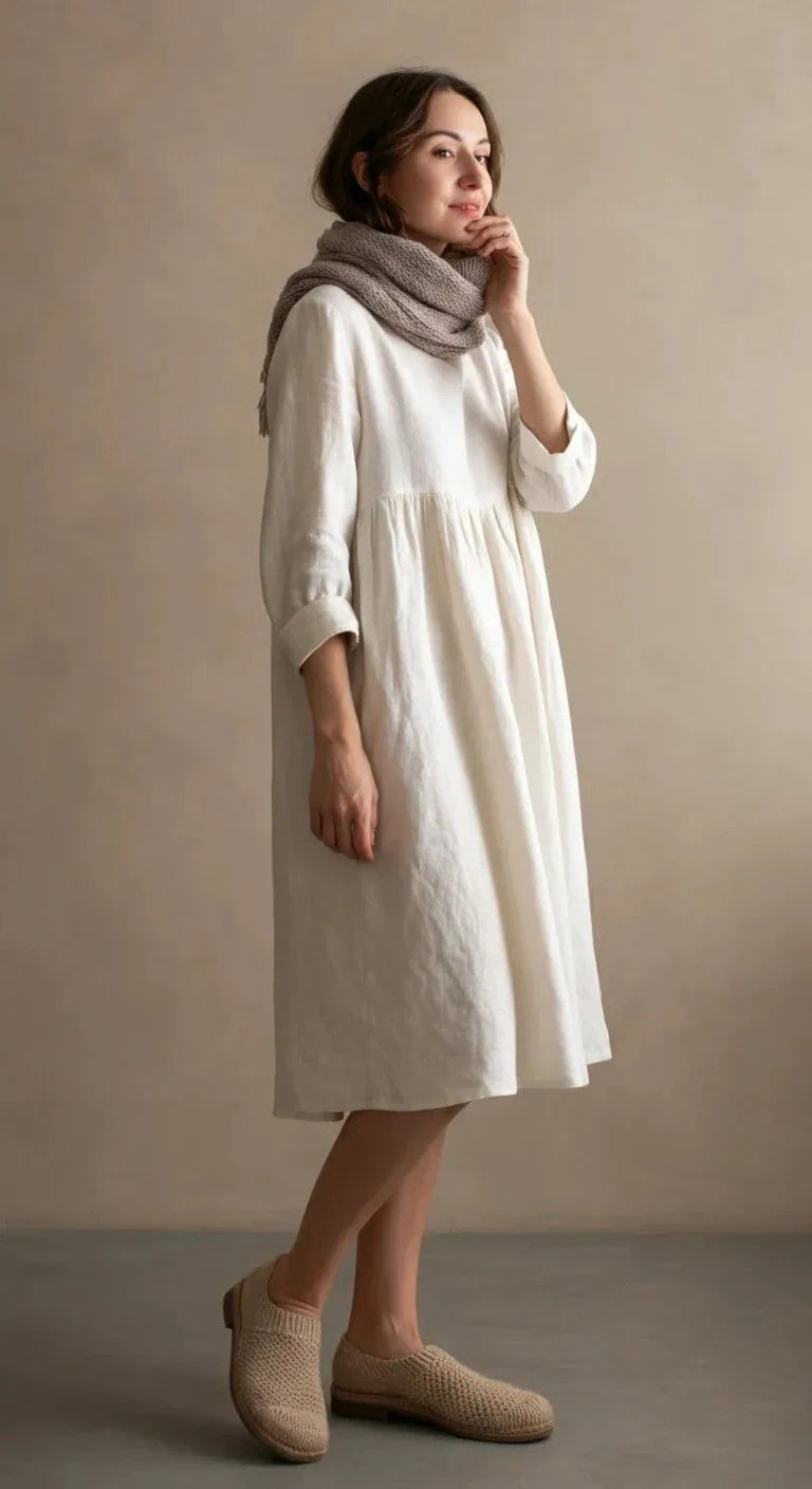 White Linen Dress
