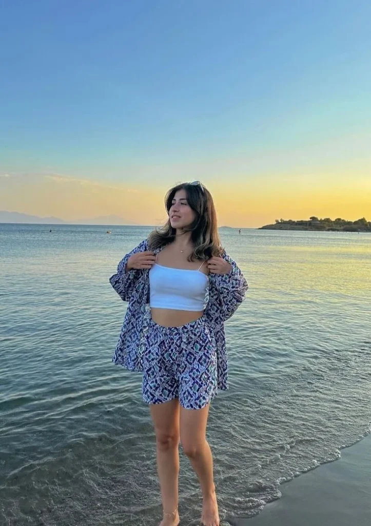 Patterned Shirt with White Crop Top