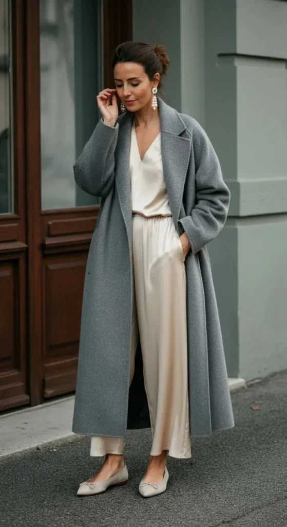 Cashmere Coat and Silk Jumpsuit