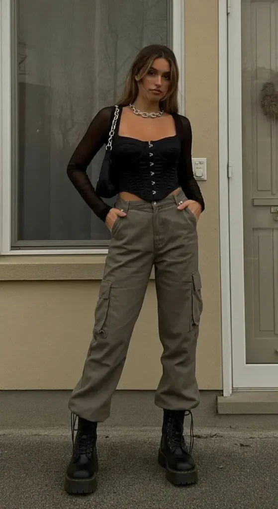 Cargo Pants and Corset Top
