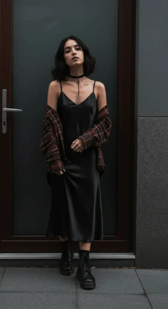 Slip Dress and Combat Boots