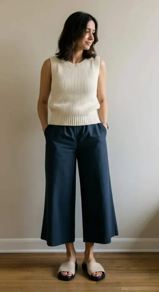 Knit Tank with Wide Culottes