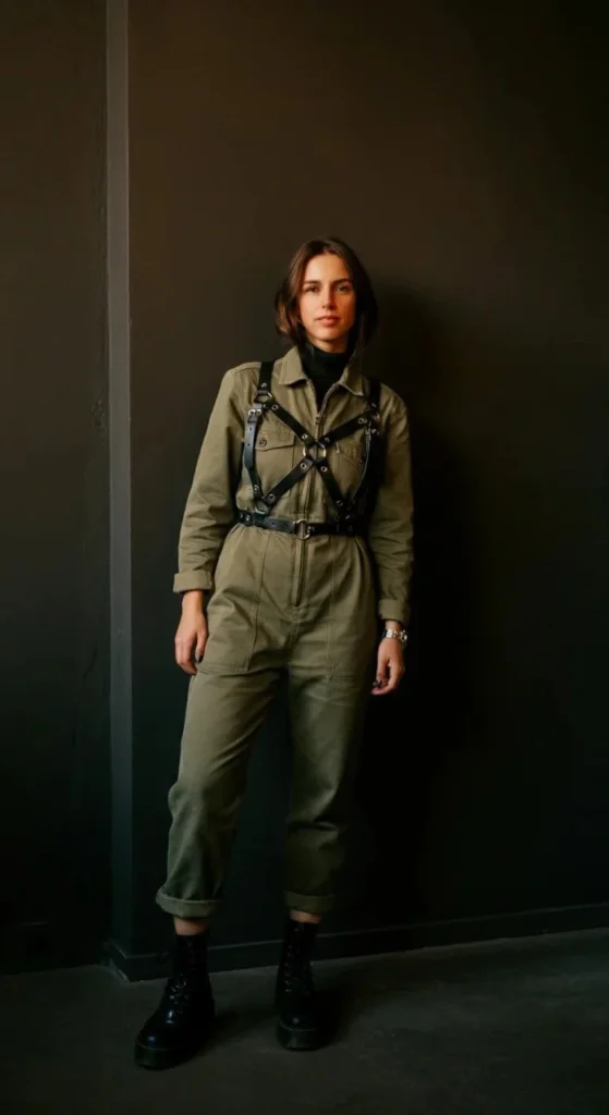 Utility Jumpsuit with Harness Detail