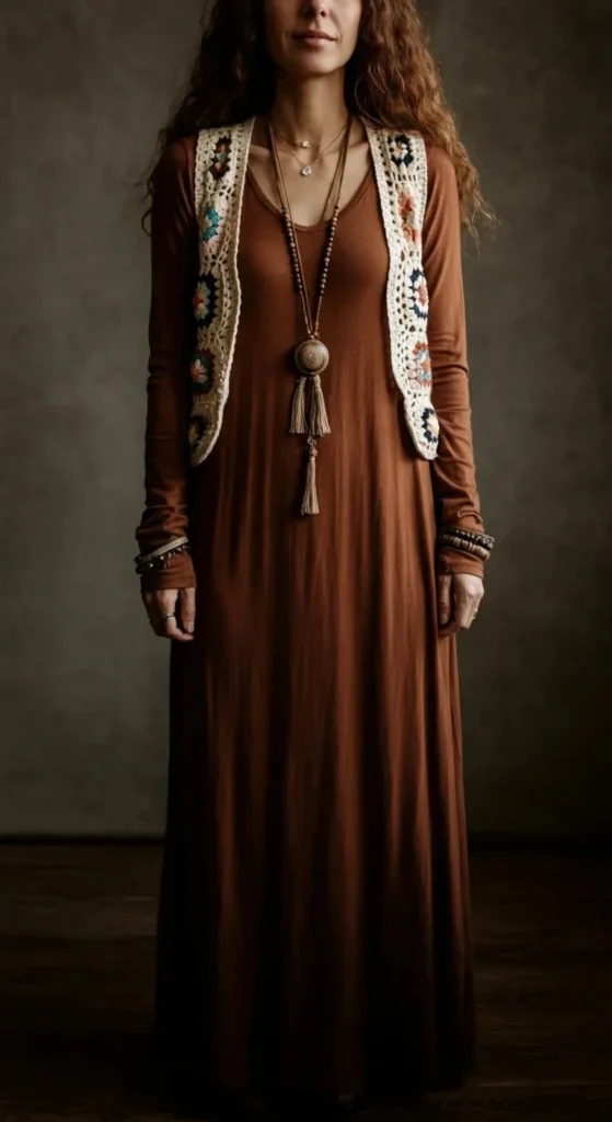 Crochet Vest with Maxi Dress